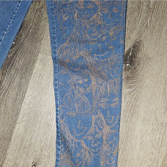 🌴JEANS NWOT  Straight From The Product Sample Line HAND PAINTED - Picture 11 of 12